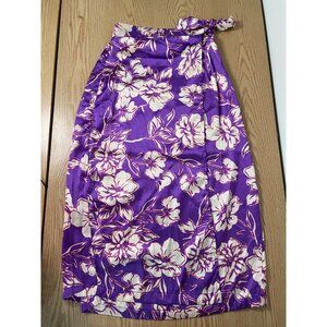 B60 New Women’s Japna Silky Feel Floral MIDI Faux Wrap Look Skirt Purple Small